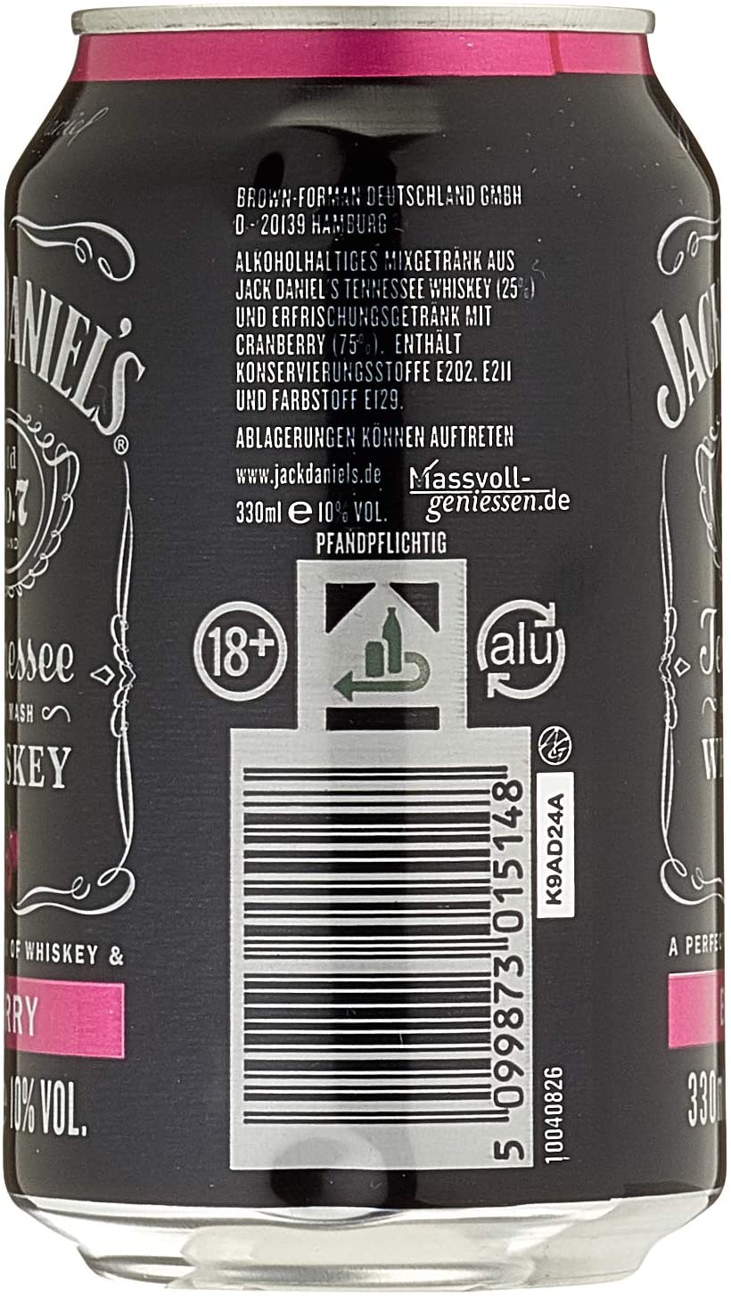 Jack Daniel's & Berry 10% Vol. 24x0,33 l Dose